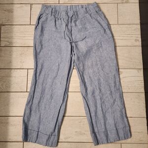 Women's Style & Co. Linen Wide Leg Ankle Length Drawstring Waist Size Large Blue